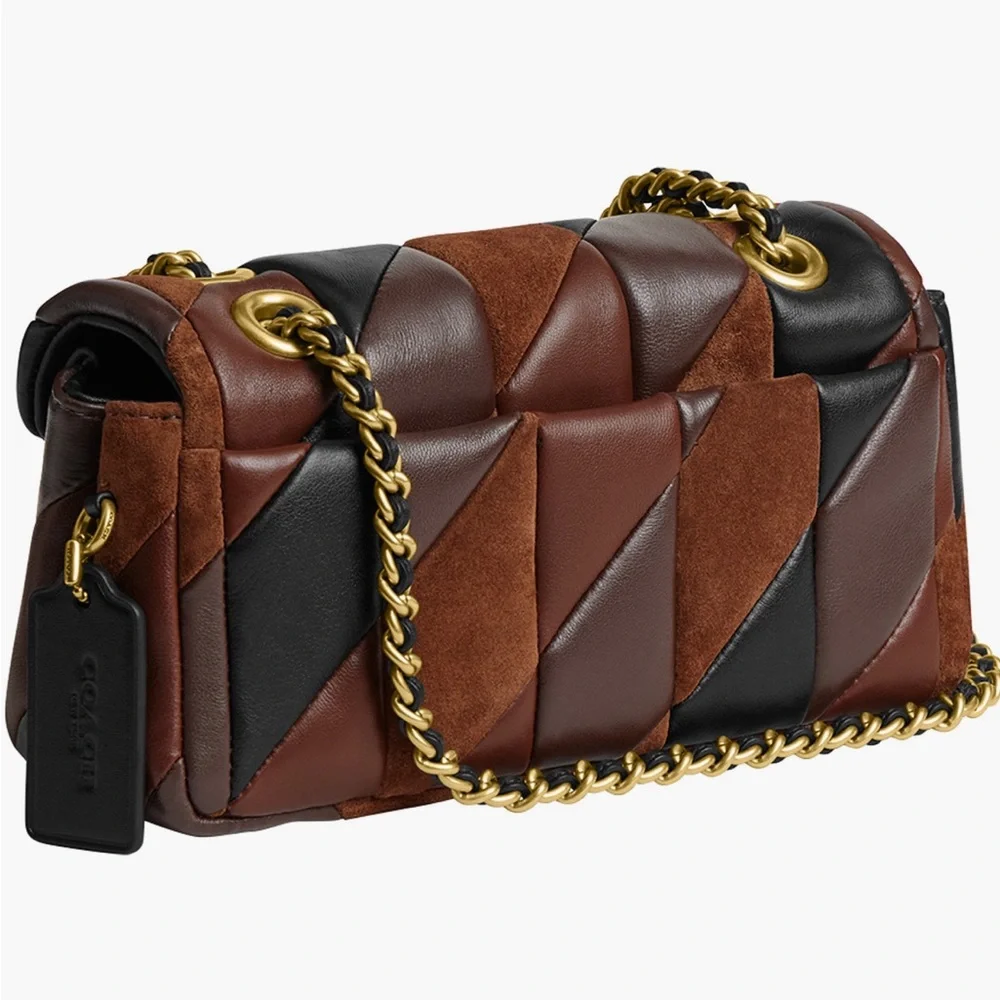 Coach Tabby 20 Patchwork Leather & Suede Shoulder Bag in Brown and Black - Picture 3 of 8